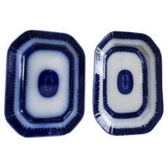 Mid 19th Century Flow Blue Nesting Platters (2) Ironstone