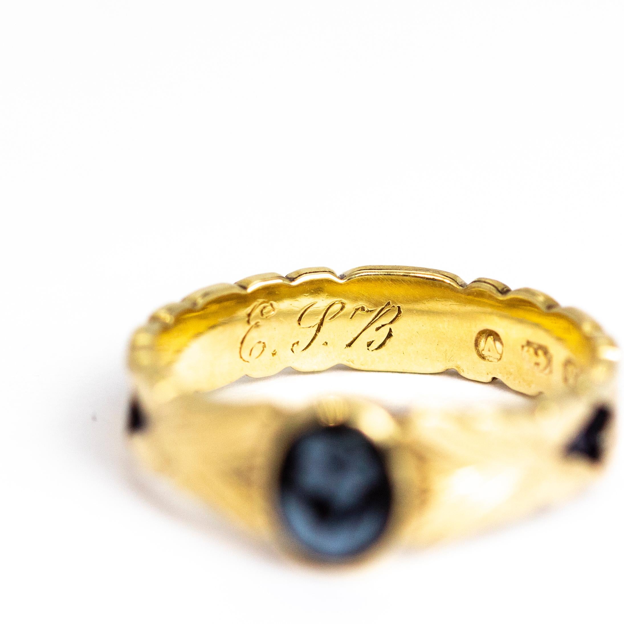 Mid-19th Century Forget Me Not Sardonyx Mourning Ring 2