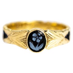 Mid-19th Century Forget Me Not Sardonyx Mourning Ring