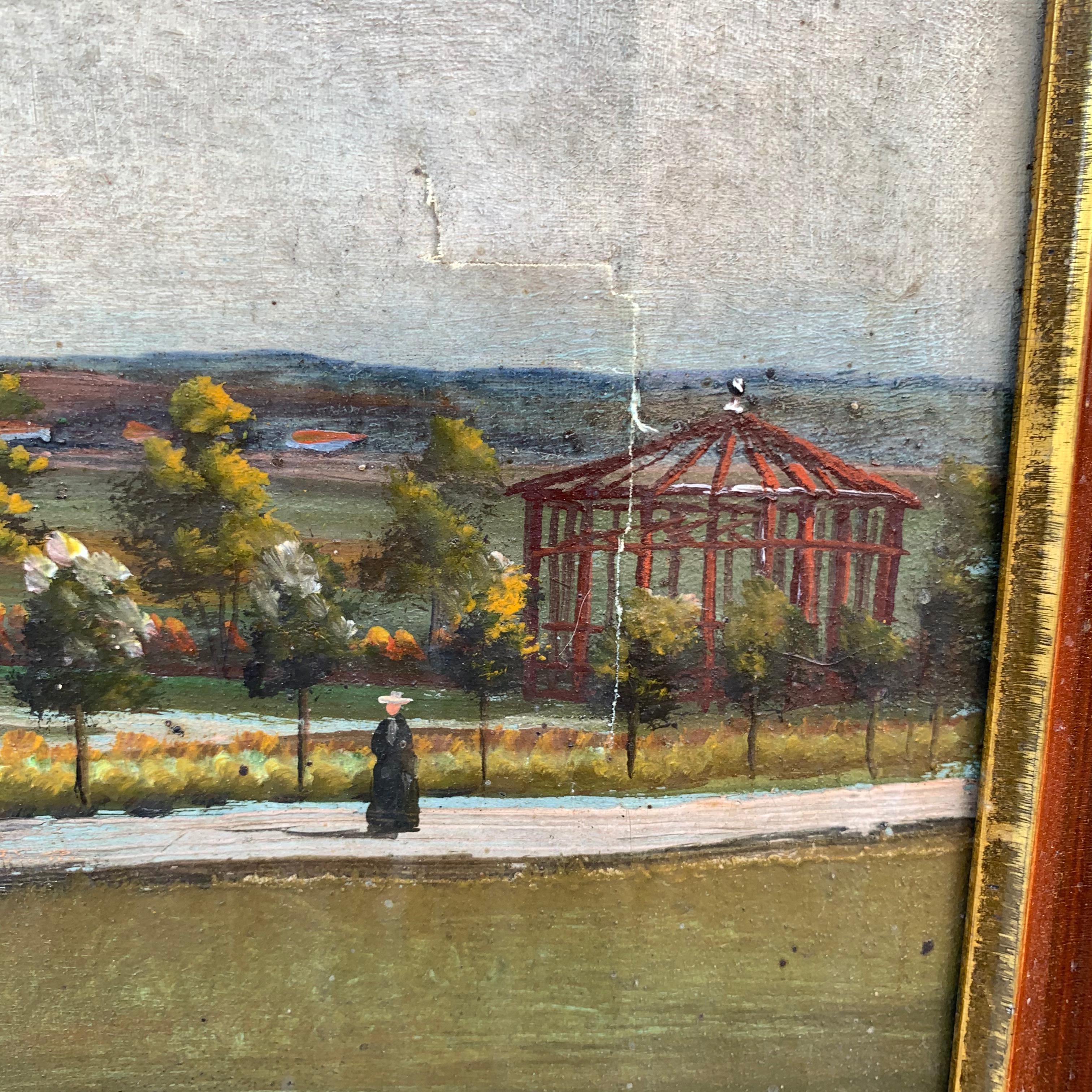 Mid-19th Century Fork Art Oil Painting of a Danish or Swedish Farm 2