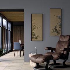 Mid 19th Century Framed Japanese Painting. Spider & Morning Glory.