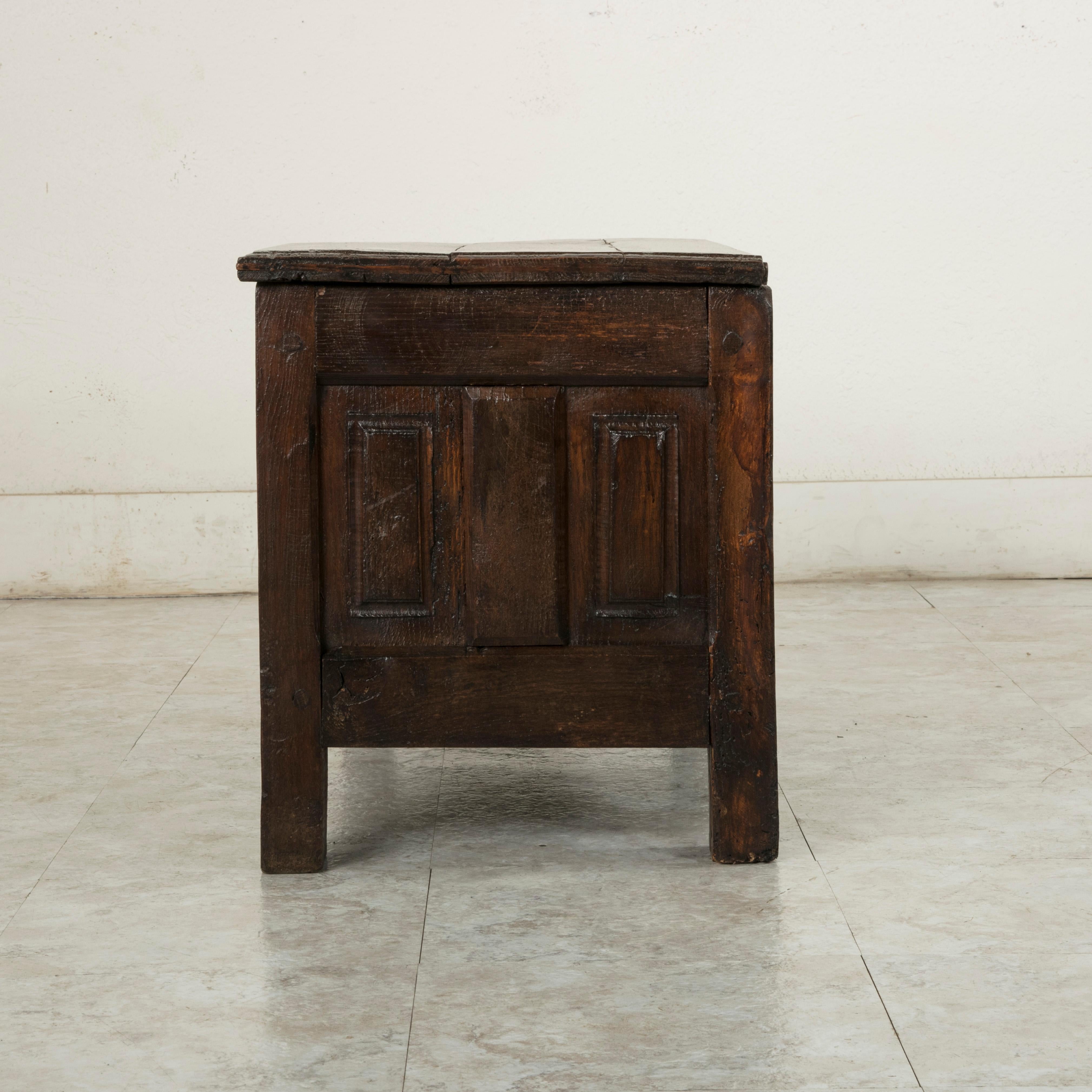Mid-19th Century French Artisan Made Oak Coffer or Bench from Normandy In Good Condition In Fayetteville, AR