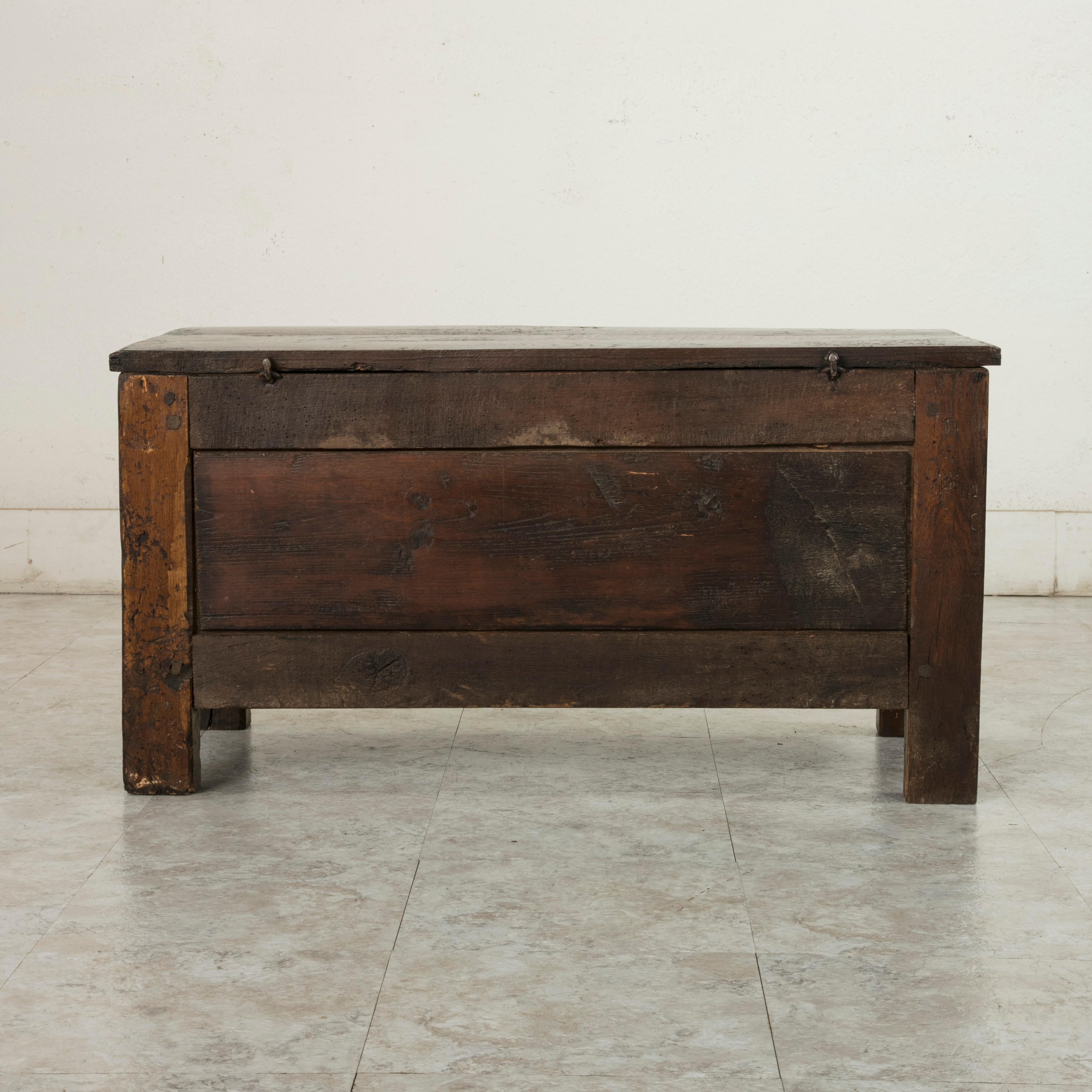 Mid-19th Century French Artisan Made Oak Coffer or Bench from Normandy 1