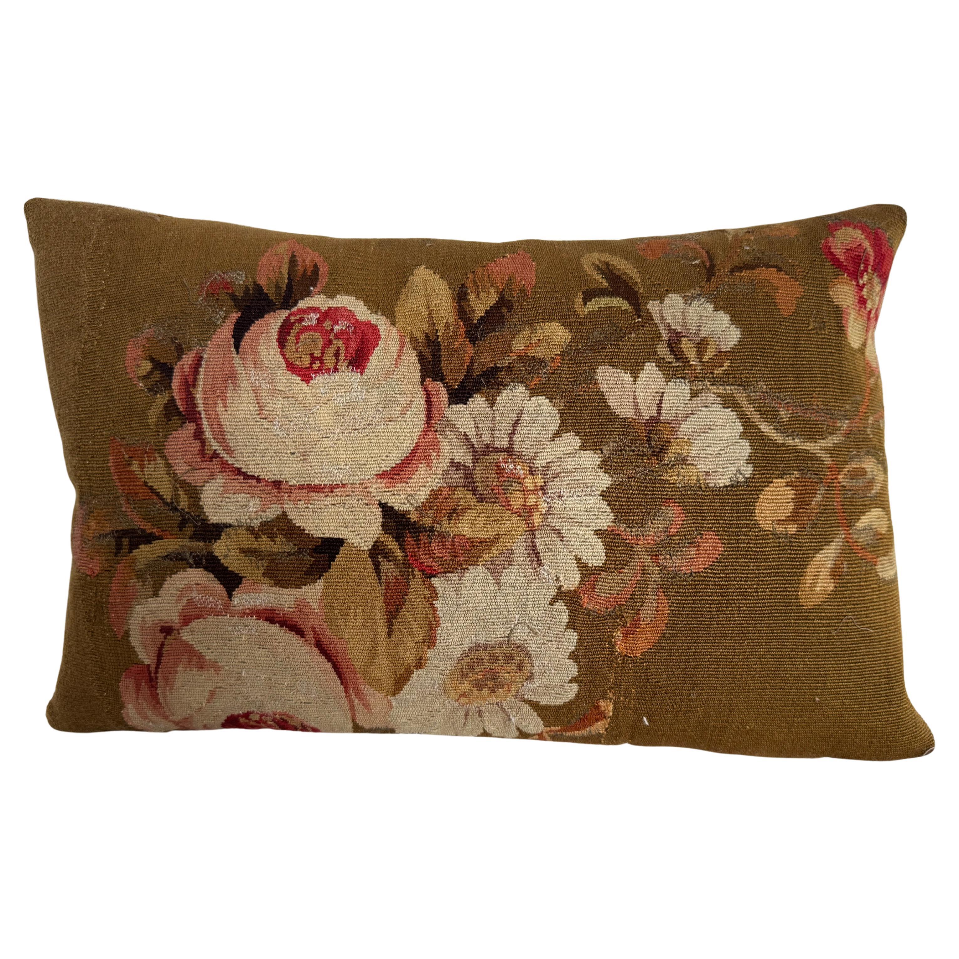 Mid 19th Century French Aubusson Floral Pillow