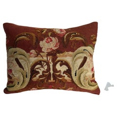 Mid-19th Century French Aubusson Floral Tapestry Pillow