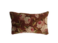 Mid-19th Century French Aubusson Floral Wool Tapestry Pillow