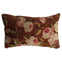 Mid-19th Century French Aubusson Floral Wool Tapestry Pillow