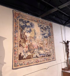 Mid-19th Century French Aubusson Pastoral Wall Tapestry with Floral Border