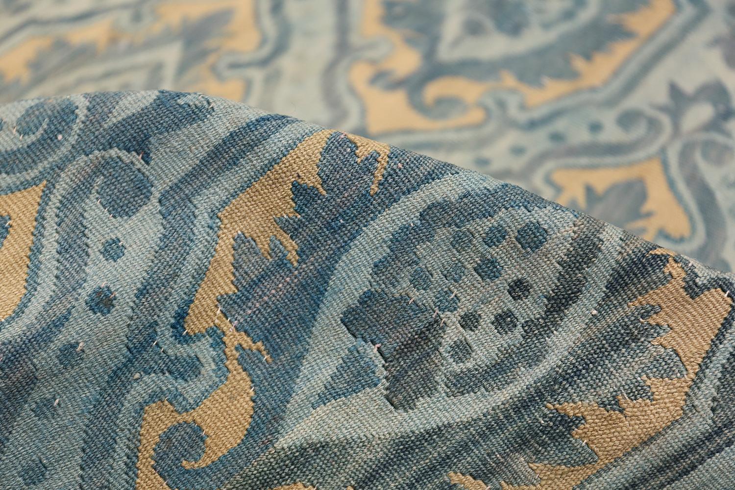 Antique Blue Mid 19th Century French Aubusson Carpet. Size: 15 ft 3 in x 17 ft For Sale 4