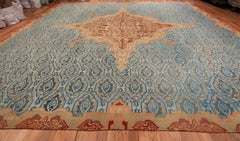 Antique Blue Mid 19th Century French Aubusson Carpet. Size: 15 ft 3 in x 17 ft