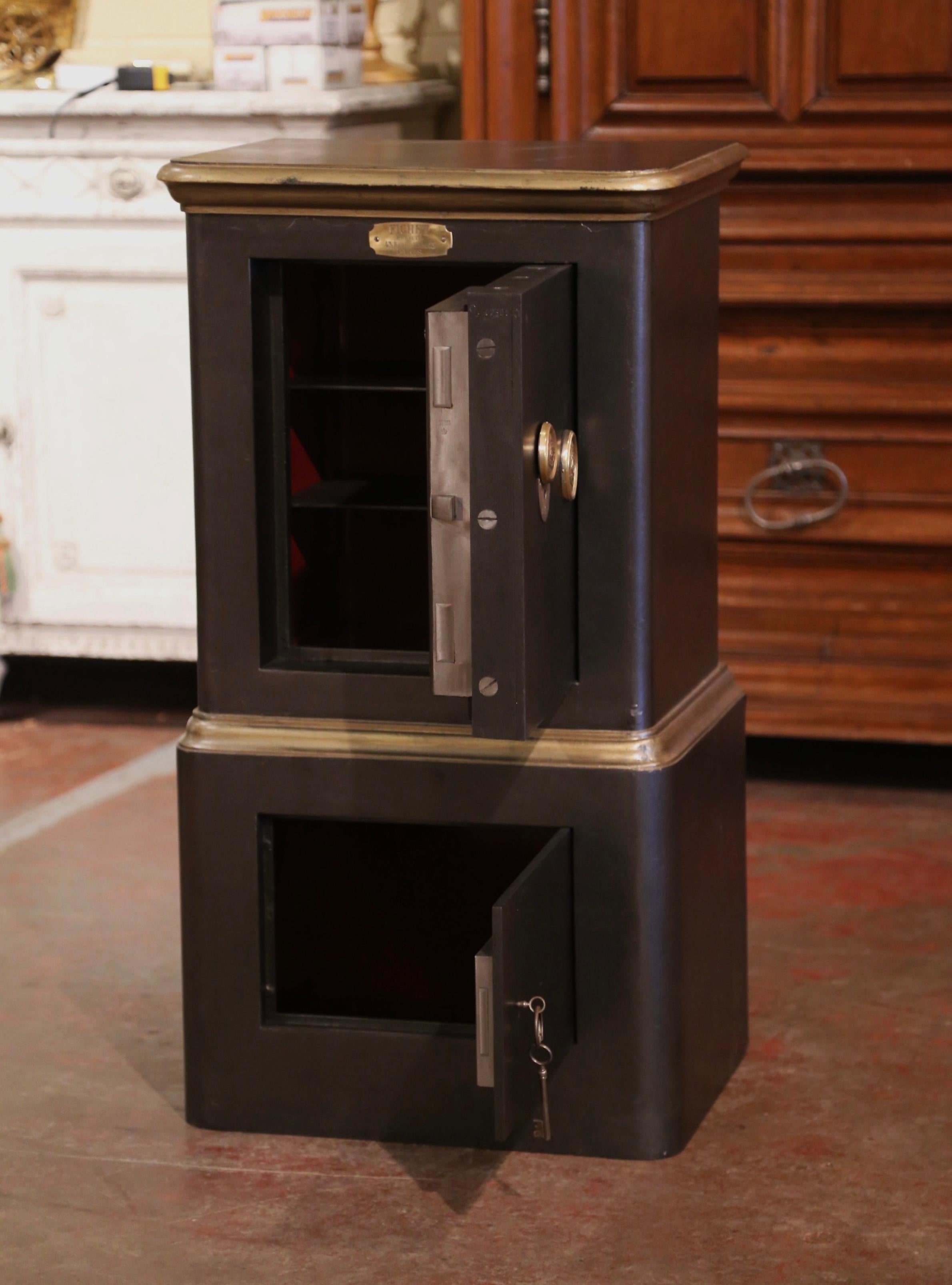 Hand-Crafted Mid-19th Century French Black and Gilt Painted Iron Fire Safe by 