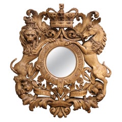Mid-19th Century French Black Forest Bleached Oak Royal Coat of Arms Mirror