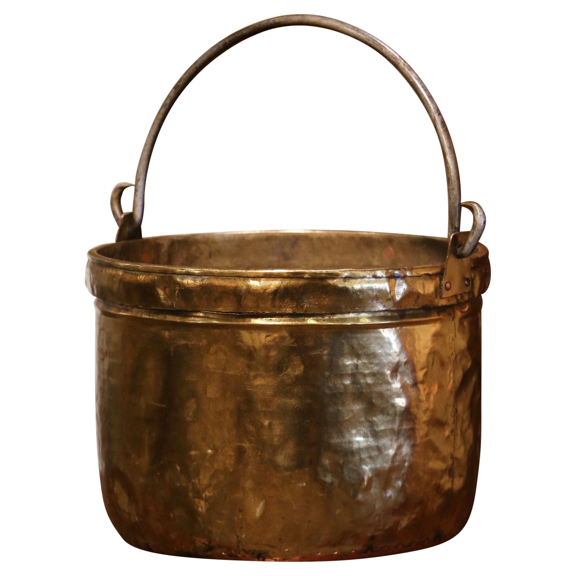 Mid-19th Century French Brass and Wrought Iron Kindling Cache Pot Planter