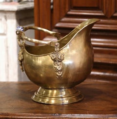 Mid-19th Century French Brass, Bronze and Porcelain Coal Bucket