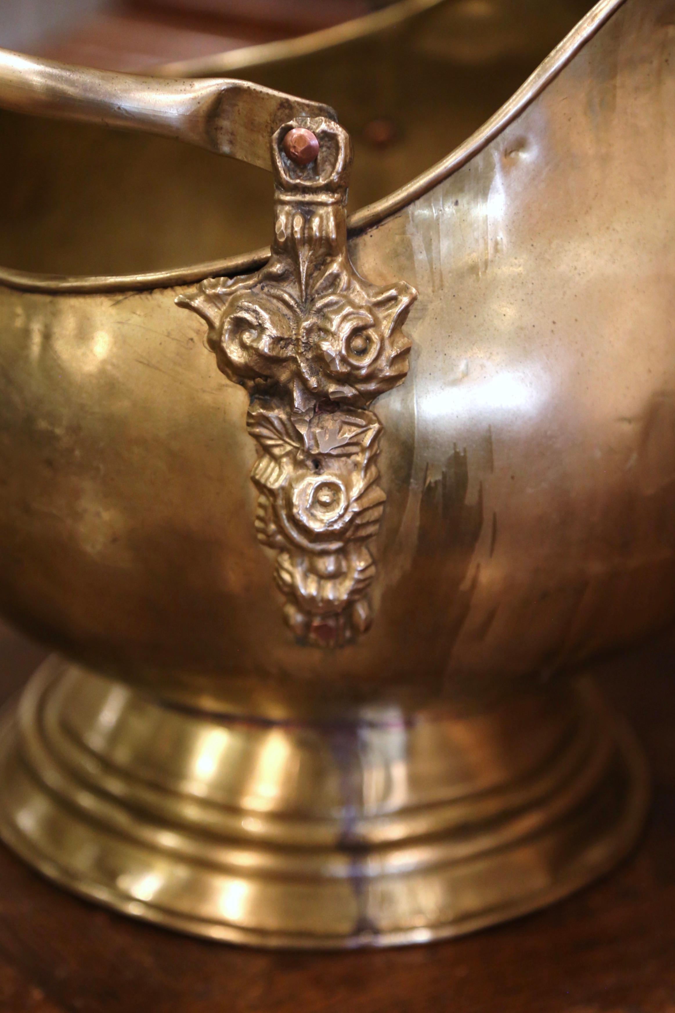 Mid-19th Century French Brass, Bronze and Porcelain Coal Bucket 1