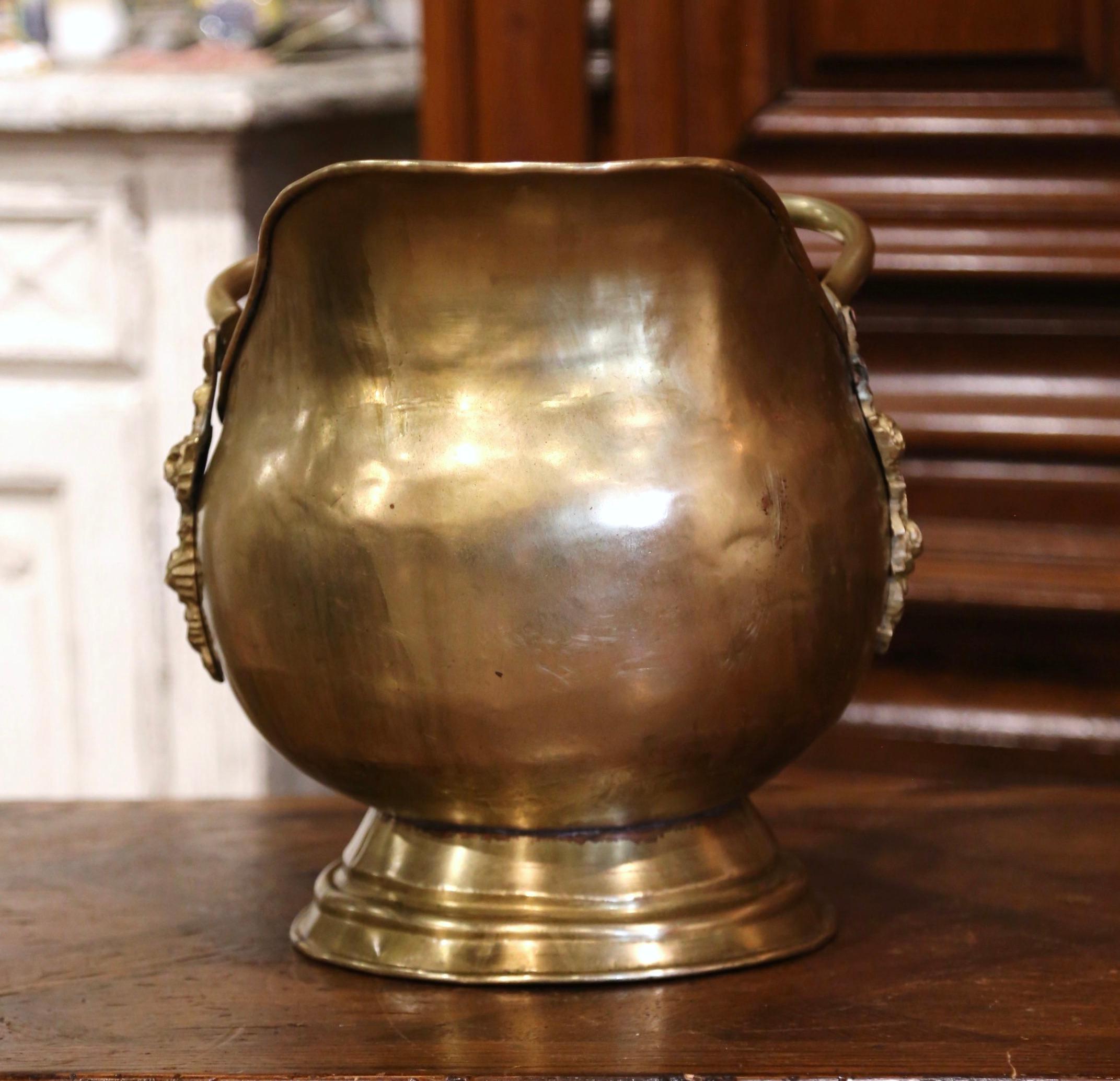 Mid-19th Century French Brass, Bronze and Porcelain Coal Bucket 2