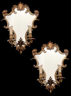 Mid 19th Century French Brass Mirrored Wall Lights