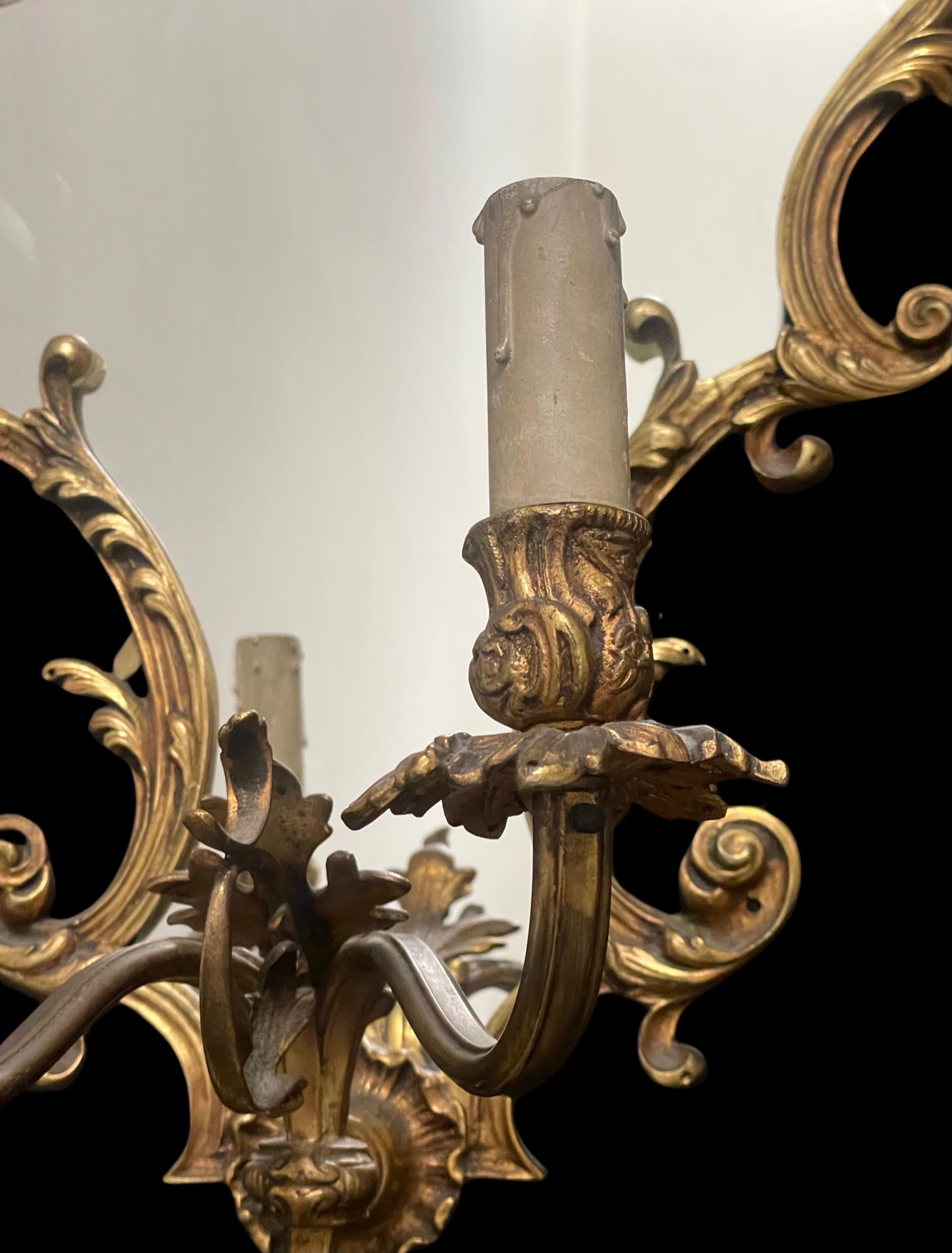 Mid 19th Century French Brass Mirrored Wall Lights For Sale 3