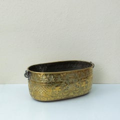 Mid-19th Century French Brass Repousse Cachepot from French Chateau