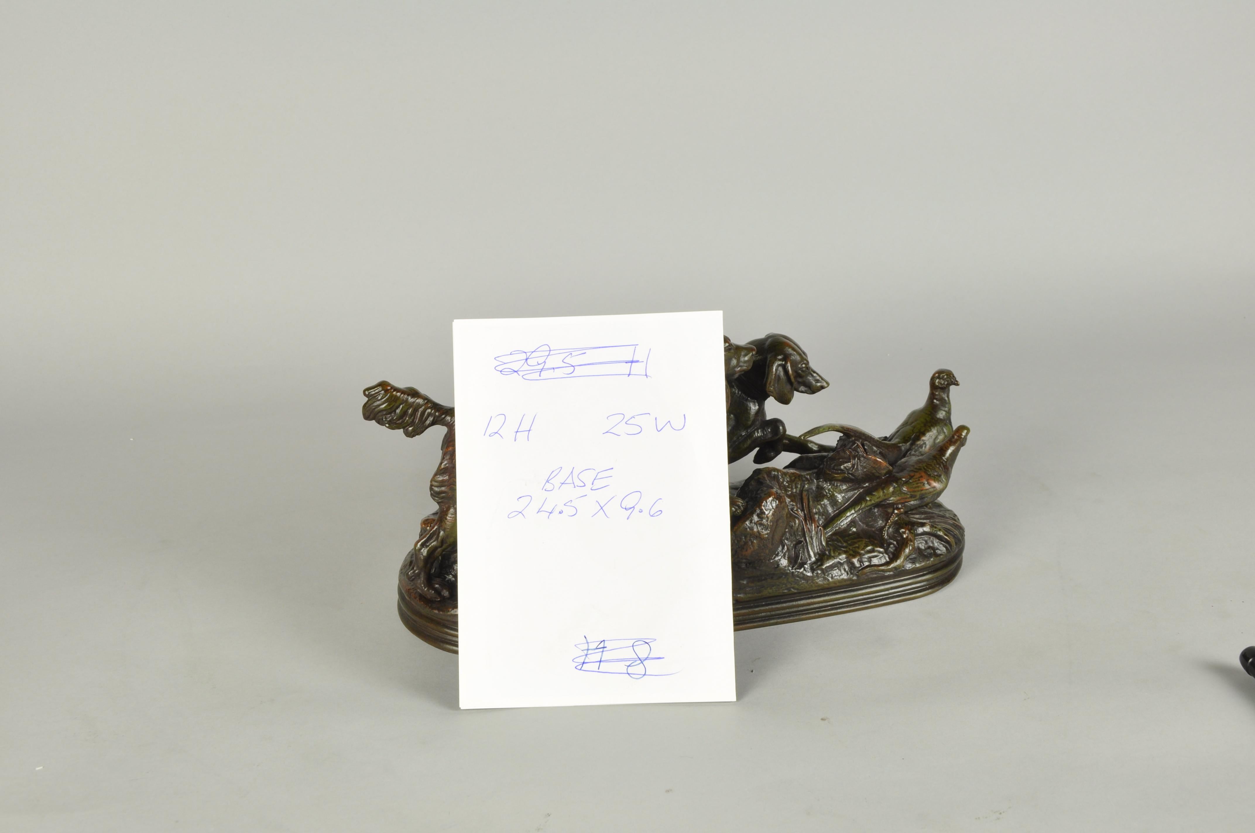 Französische Bronze aus der Mitte des 19. Jahrhunderts mit dem Titel „Deux Chiens en Arret“ von A L Barye im Angebot 7