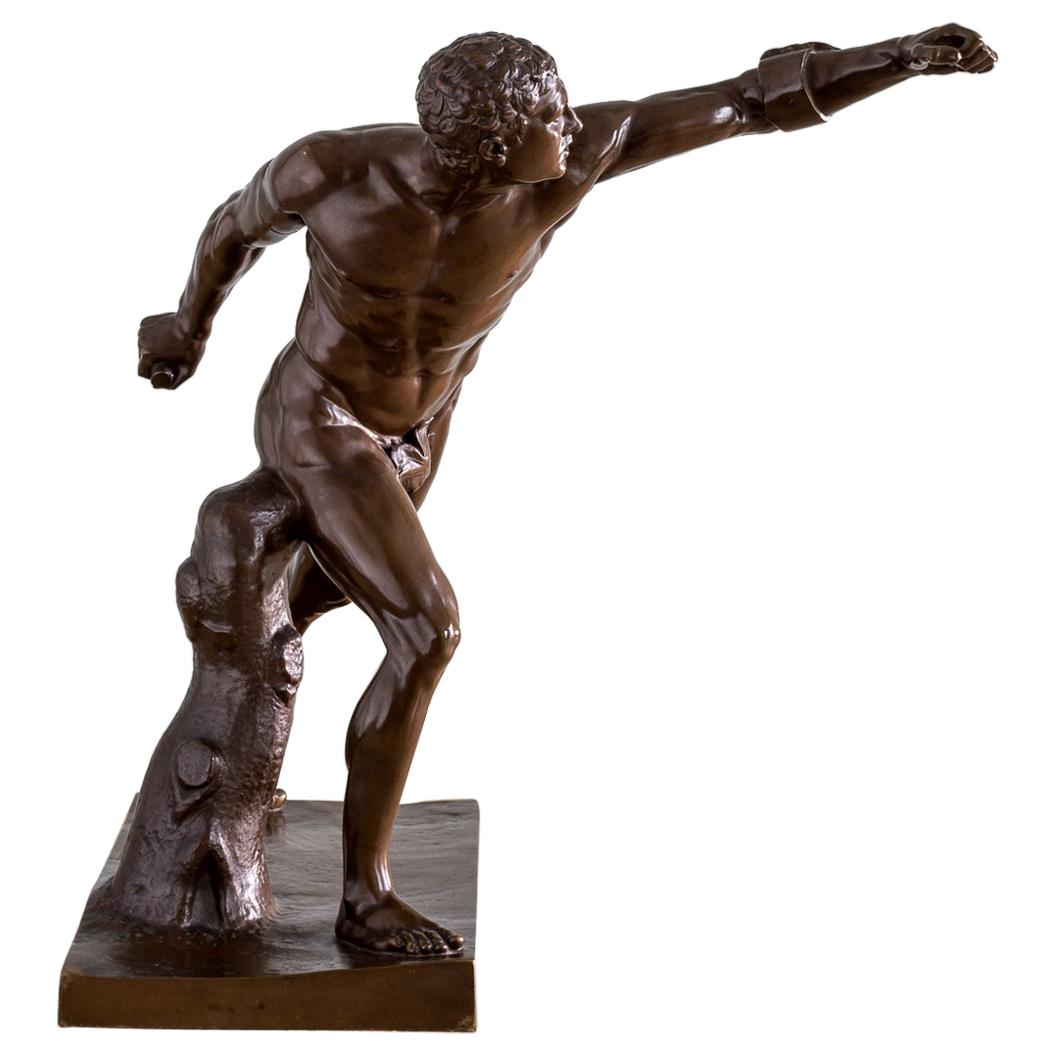 Mid-19th Century French Bronze Figure of the Borghese Gladiator For Sale