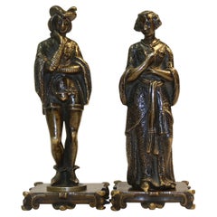 Mid-19th Century French Bronze Seals of a Lady and Gentleman, circa 1850