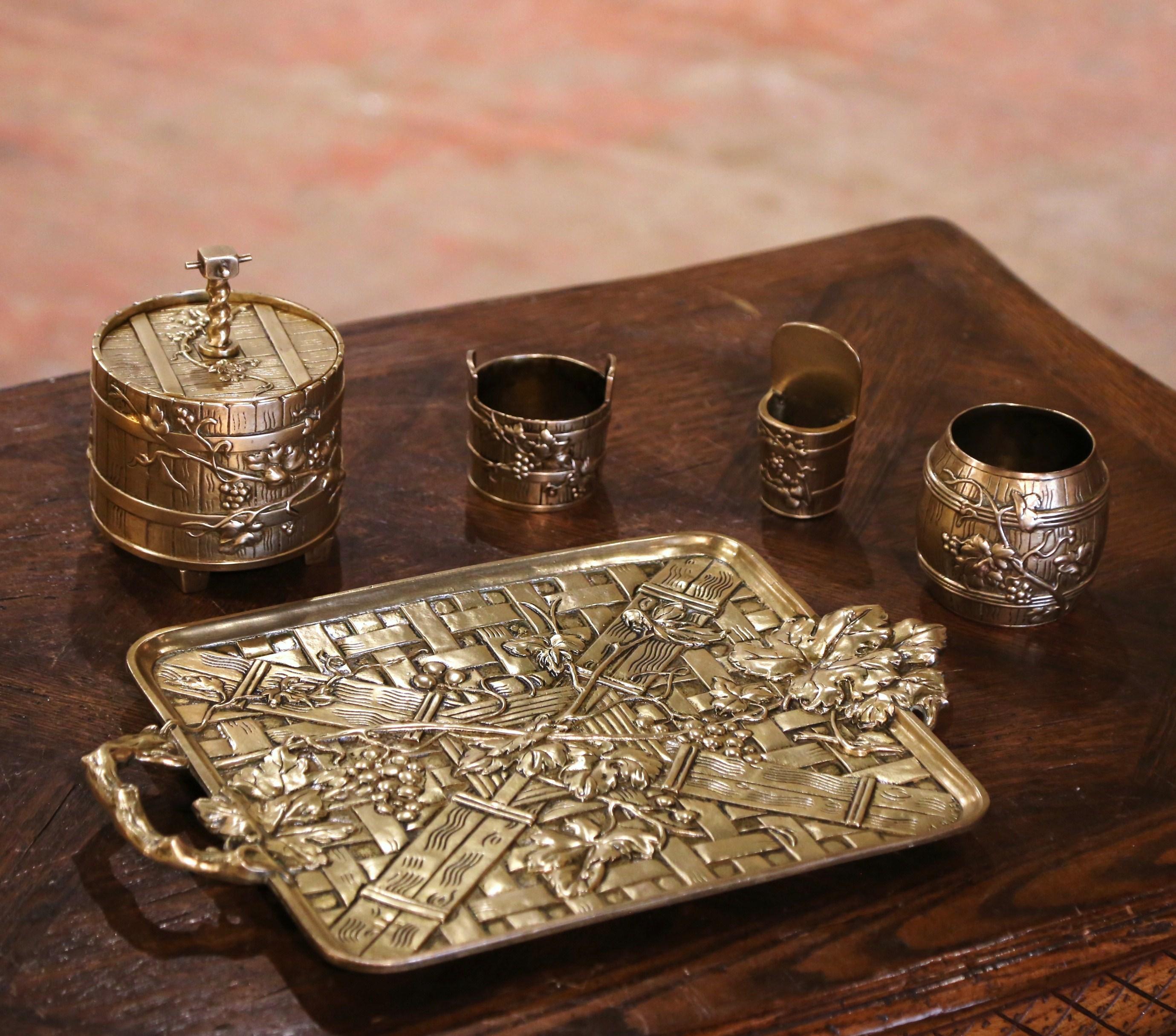 Mid-19th Century French Bronze Tobacco Tray, Five-Piece Set 2