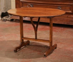 Mid-19th Century French Carved Cherry Tilt-Top Wine Tasting Table from Bordeaux