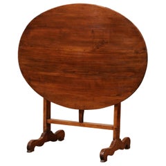Mid-19th Century French Carved Cherry Tilt-Top Wine Tasting Table from Bordeaux