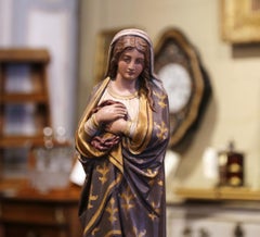 Mid-19th Century French Carved Giltwood and Polychrome Virgin Mary Statue