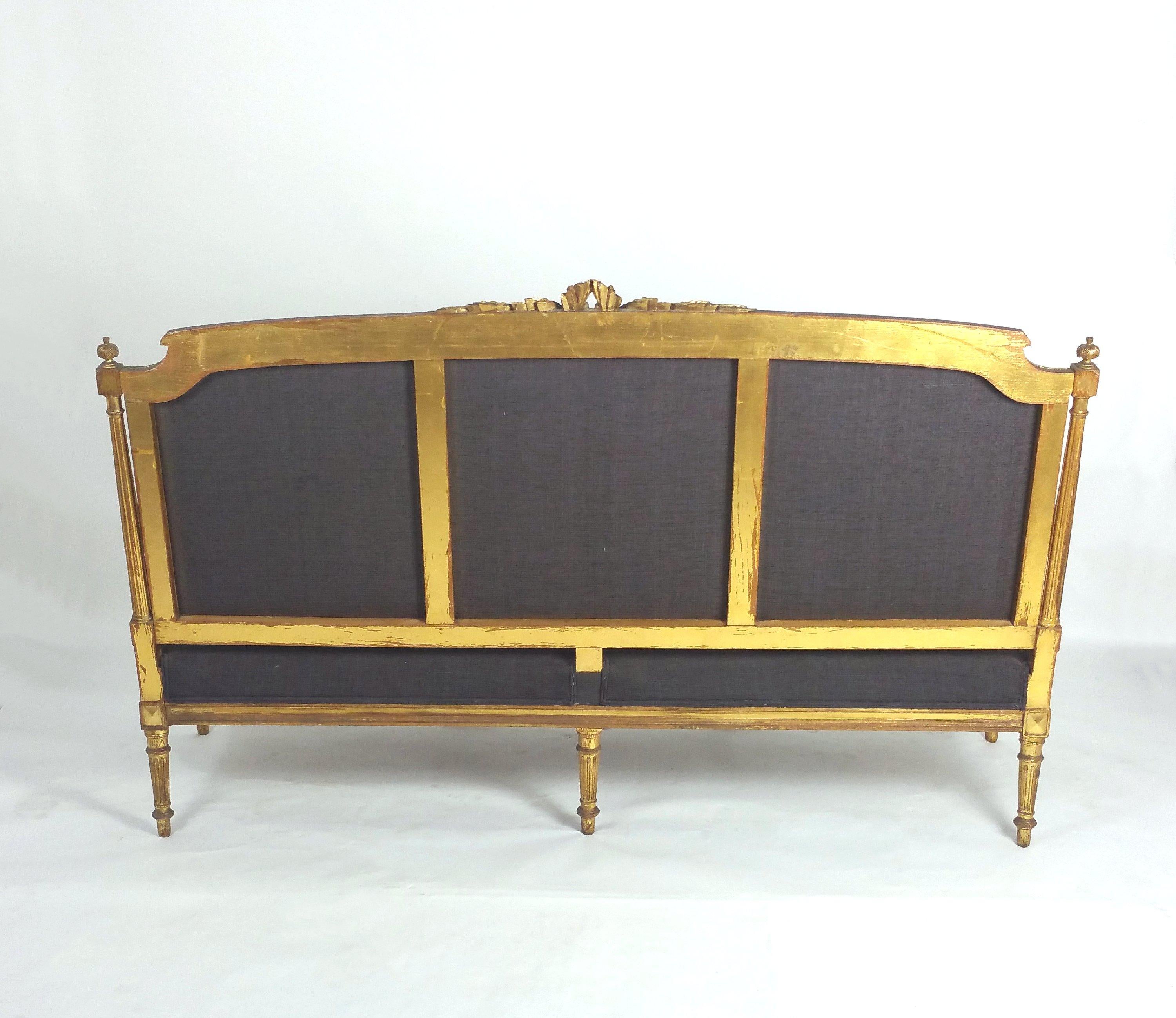 Mid-19th Century French Carved Giltwood Sofa 6