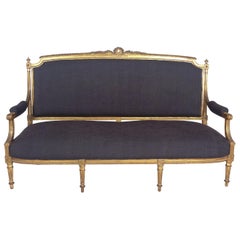 Mid-19th Century French Carved Giltwood Sofa