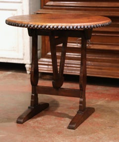 Mid-19th Century French Carved Oak and Copper Tilt-Top Wine Tasting Table