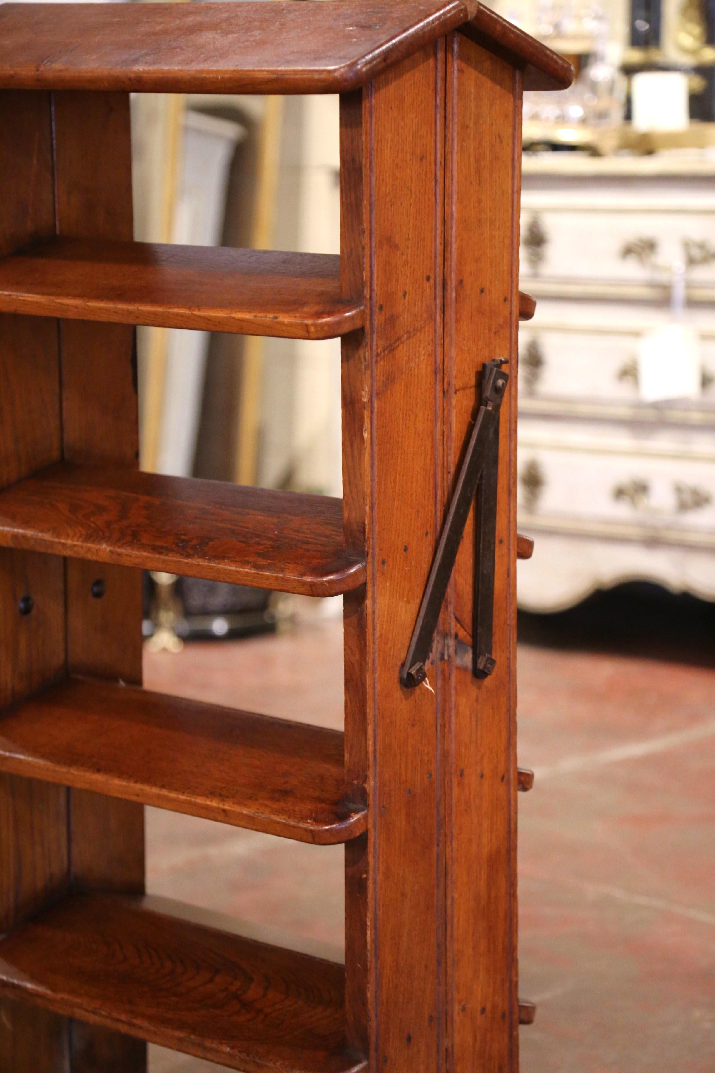 Mid-19th Century French Carved Oak and Iron Two-Side Folding Library Step Ladder 2
