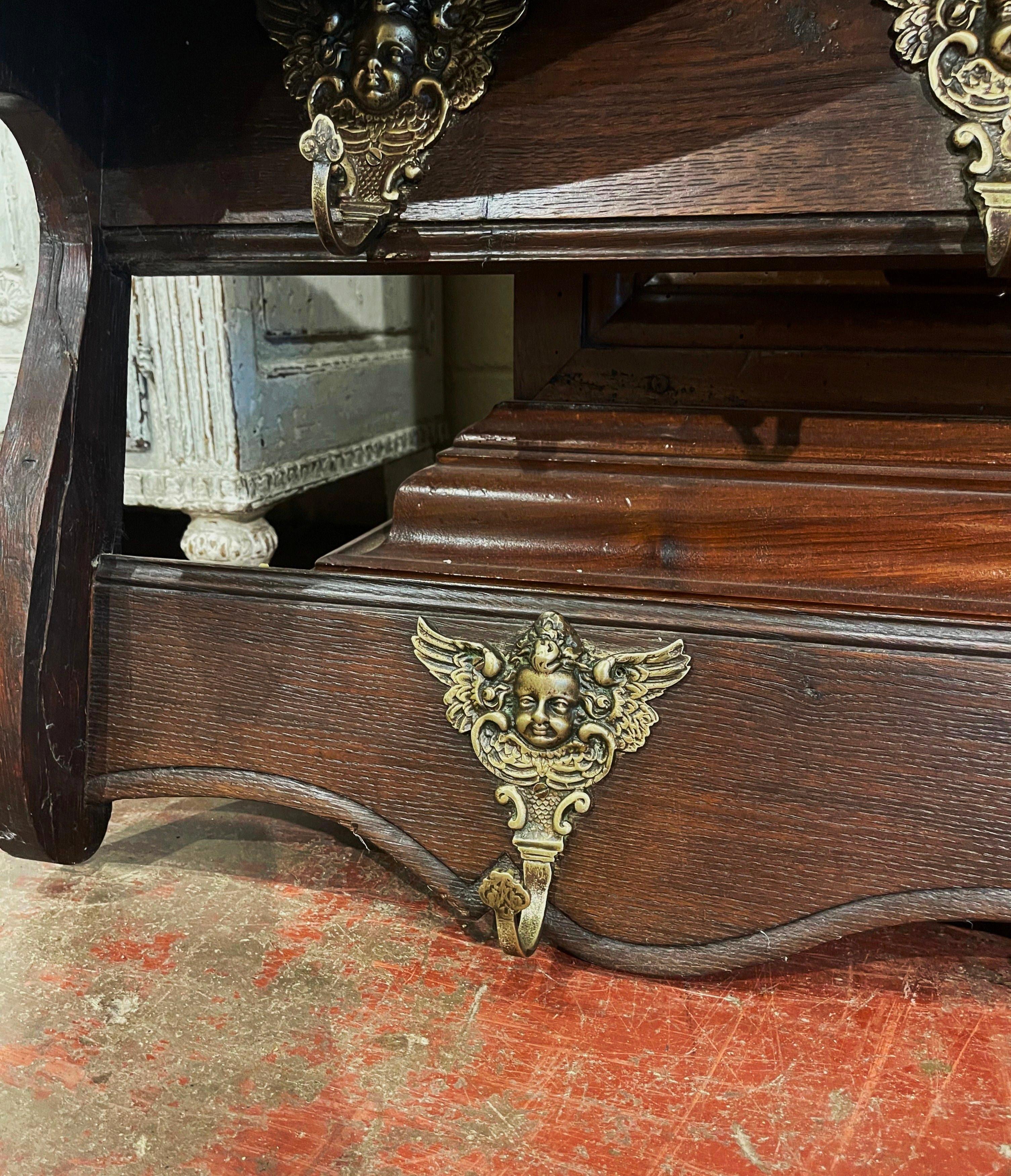 Mid-19th Century French Carved Oak Hanging Shelf with Hooks from Normandy For Sale 2