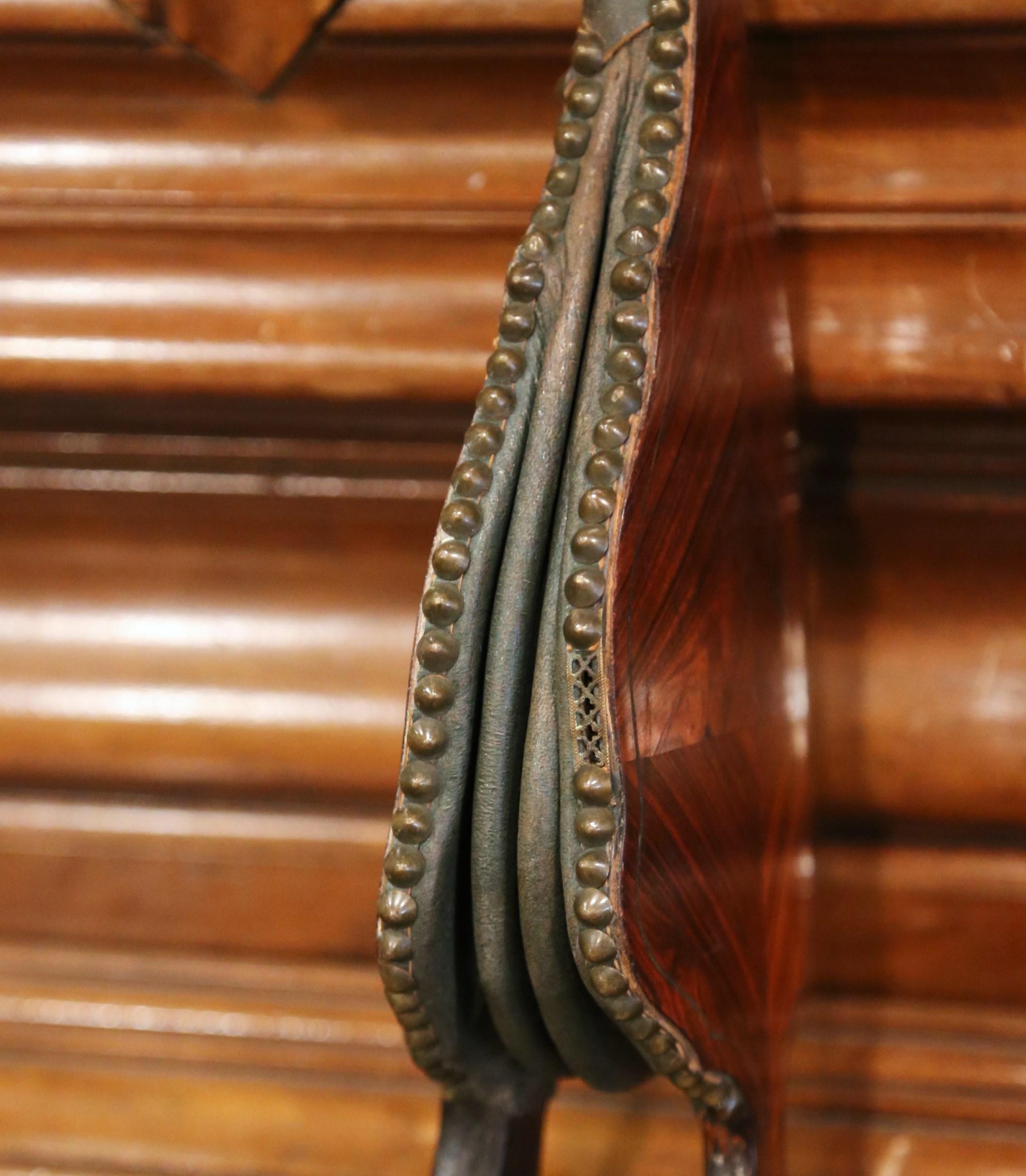 Mid-19th Century French Carved Rosewood, Brass and Leather Fireplace Bellows 1