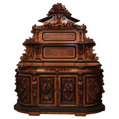 Mid-19th Century French Carved Rosewood Hunt Buffet with Bird and Fruit Motifs