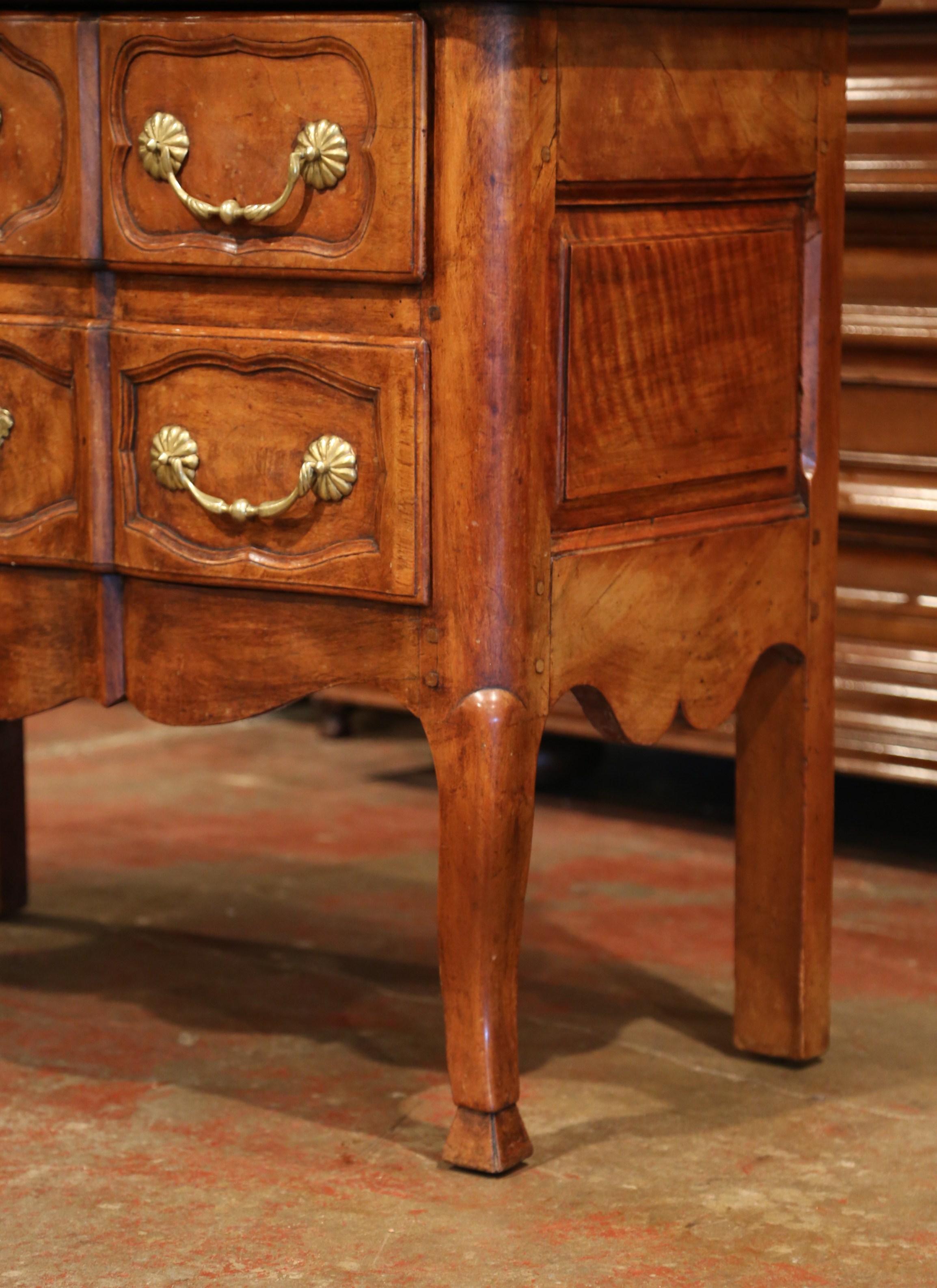 Mid-19th Century French Carved Walnut Commode Chest of Drawers with Marble Top 5