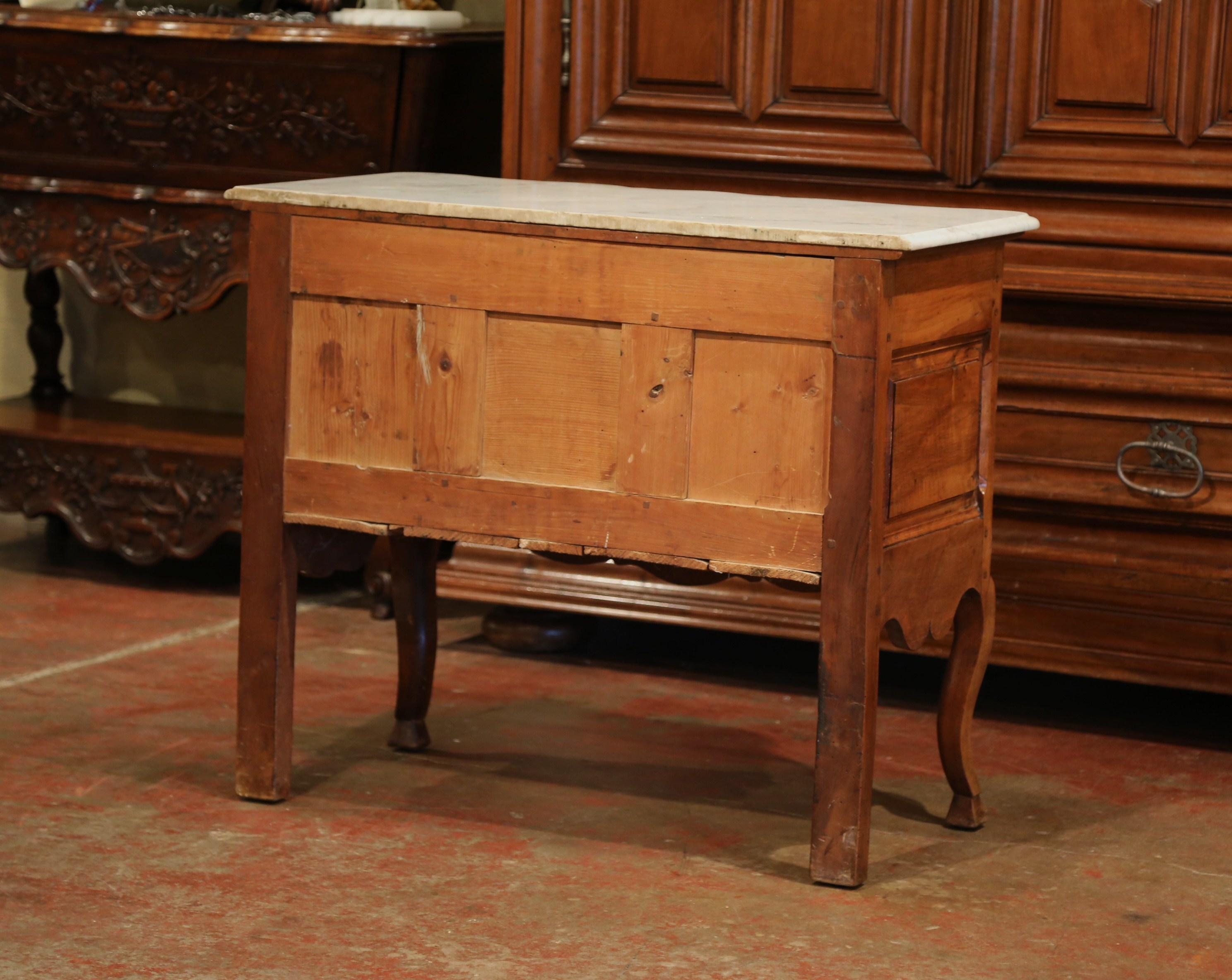 Mid-19th Century French Carved Walnut Commode Chest of Drawers with Marble Top 6