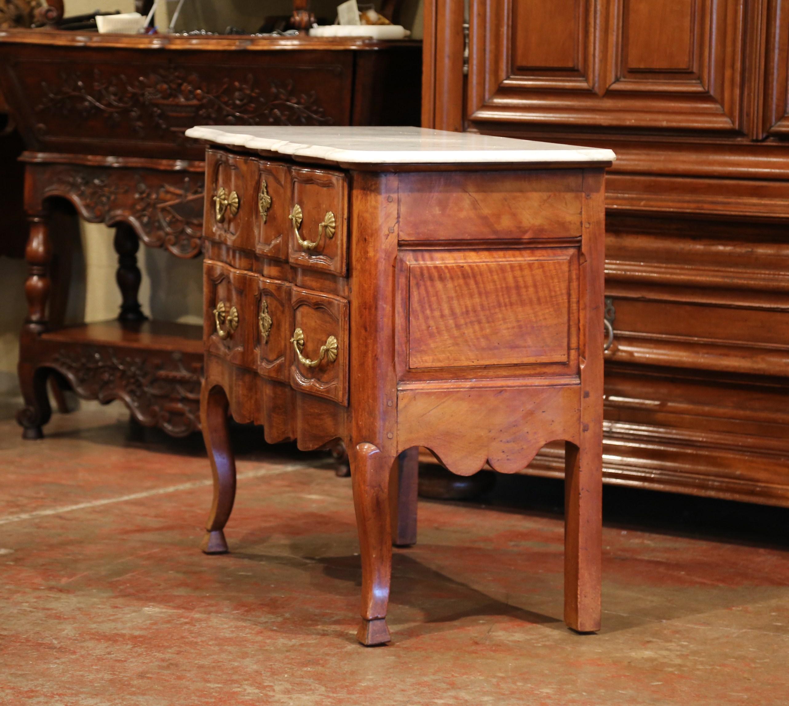 Mid-19th Century French Carved Walnut Commode Chest of Drawers with Marble Top 3