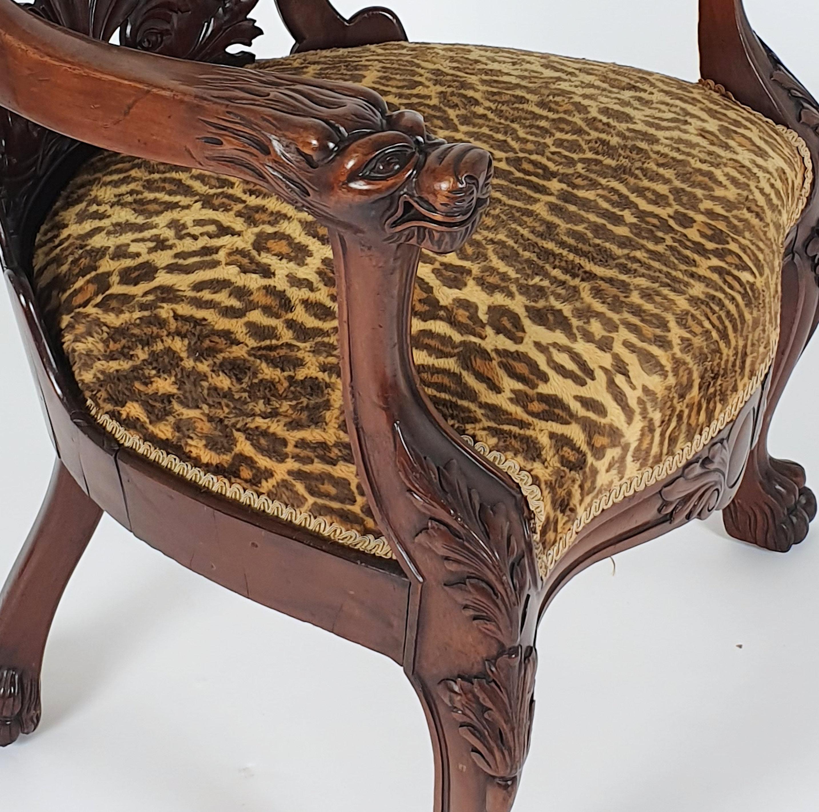 Mid-19th Century French Carved Walnut Desk Chair For Sale 4