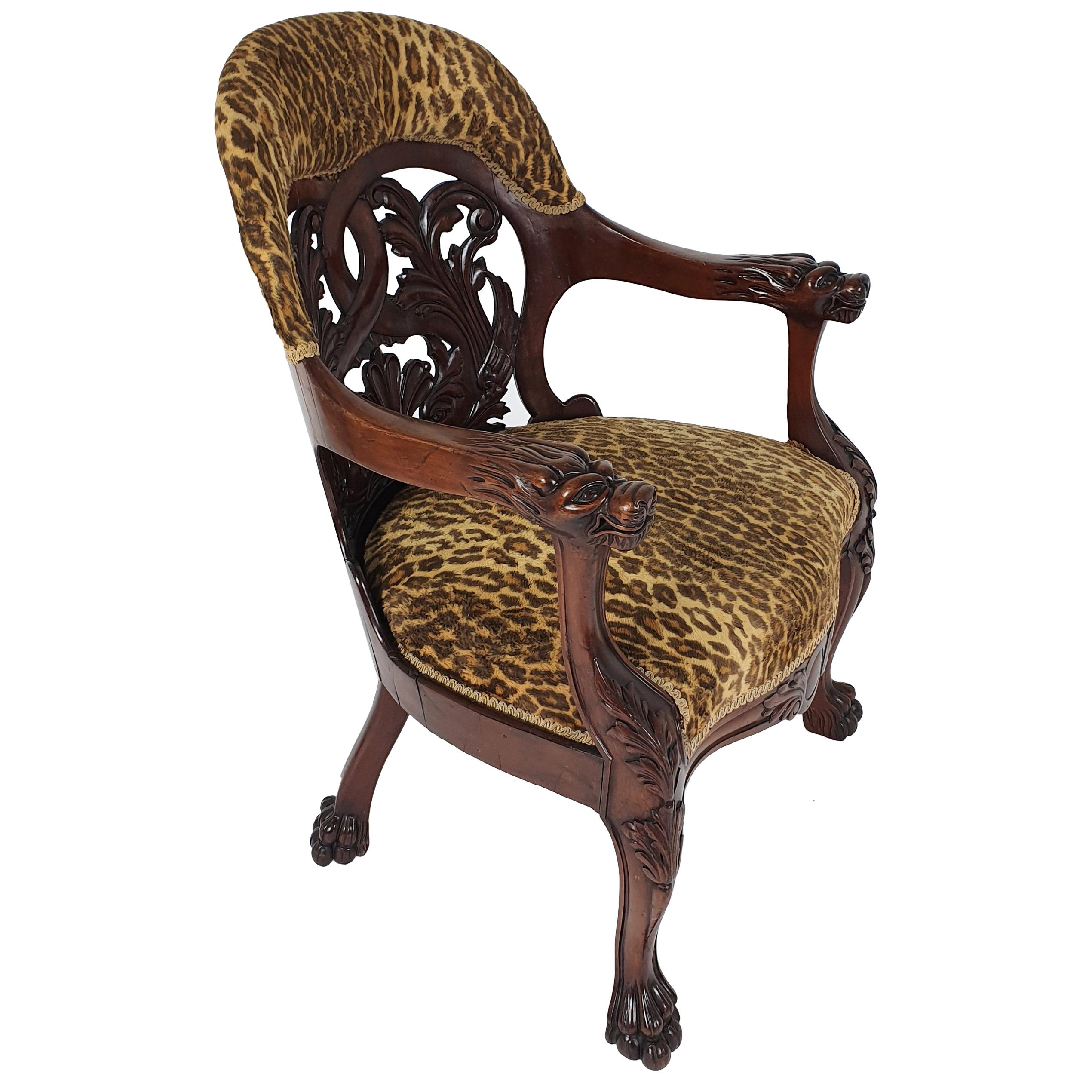 Mid-19th Century French Carved Walnut Desk Chair For Sale