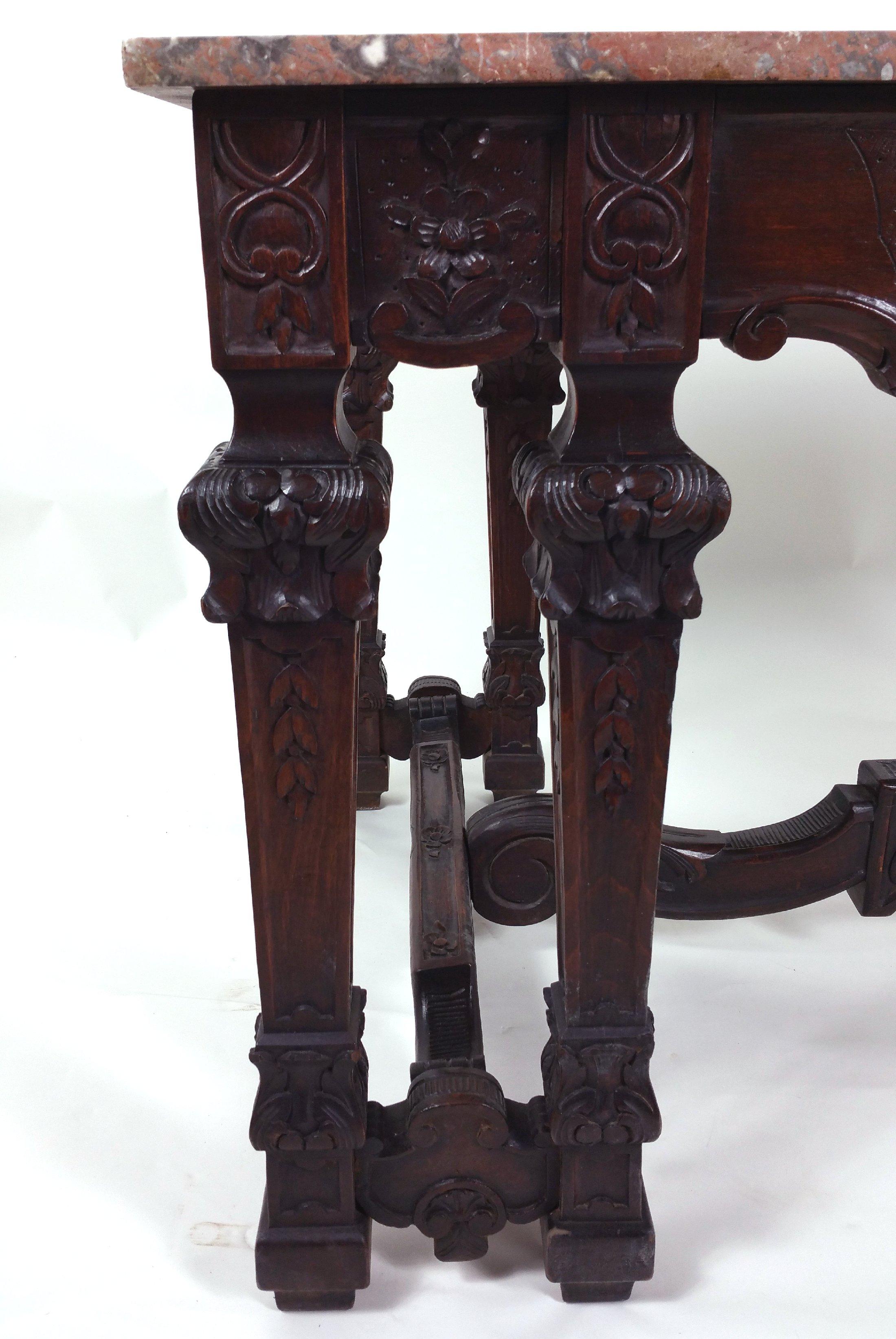 Mid-19th Century Marble Topped French Carved Walnut Provincial Centre Table 1