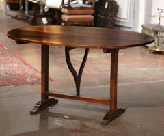 Mid-19th Century French Carved Walnut Tilt-Top Wine Tasting Table from Bordeaux