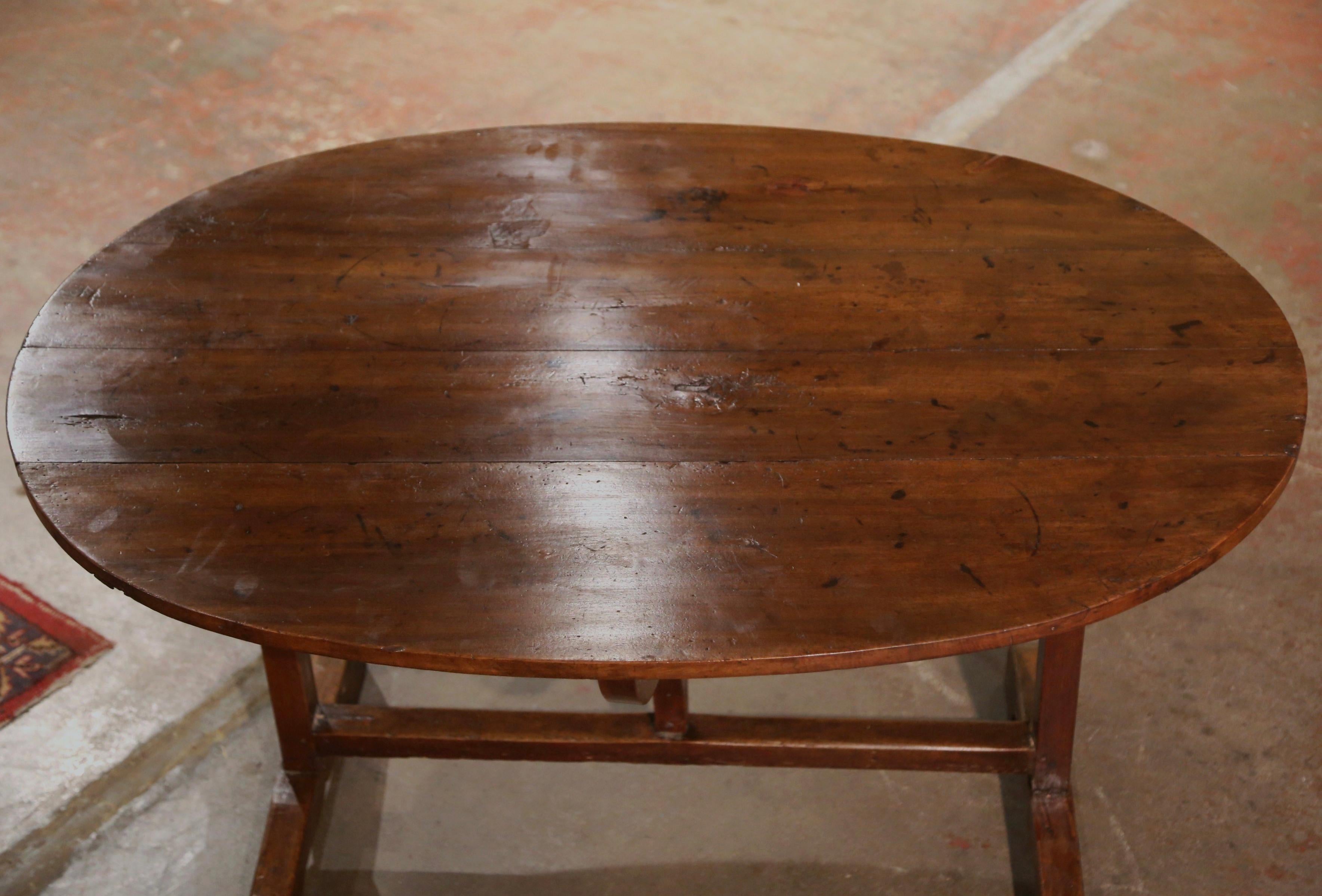 Country Mid-19th Century French Carved Walnut Tilt-Top Wine Tasting Table from Bordeaux