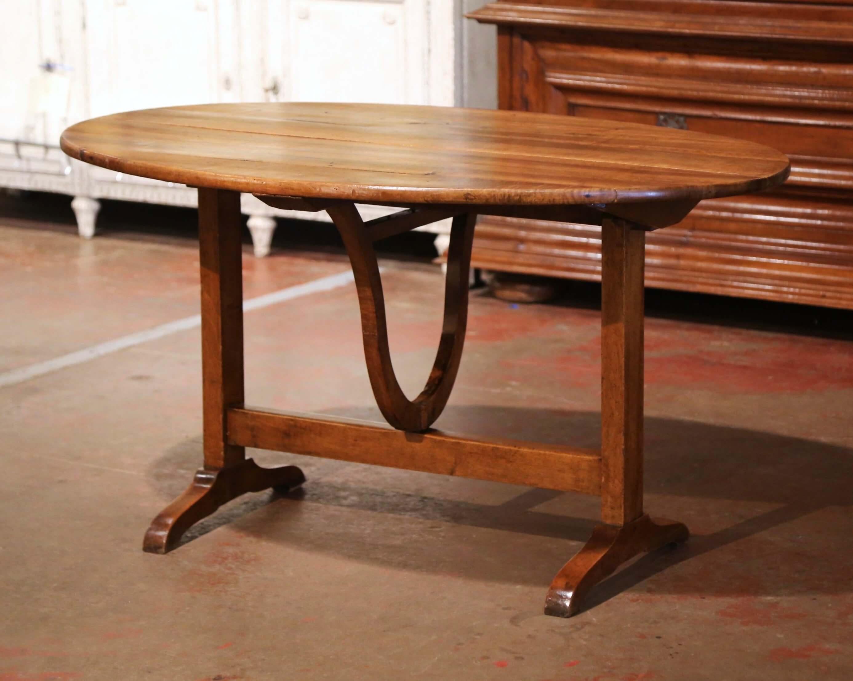 Hand-Carved Mid-19th Century French Carved Walnut Tilt-Top Wine Tasting Table from Bordeaux