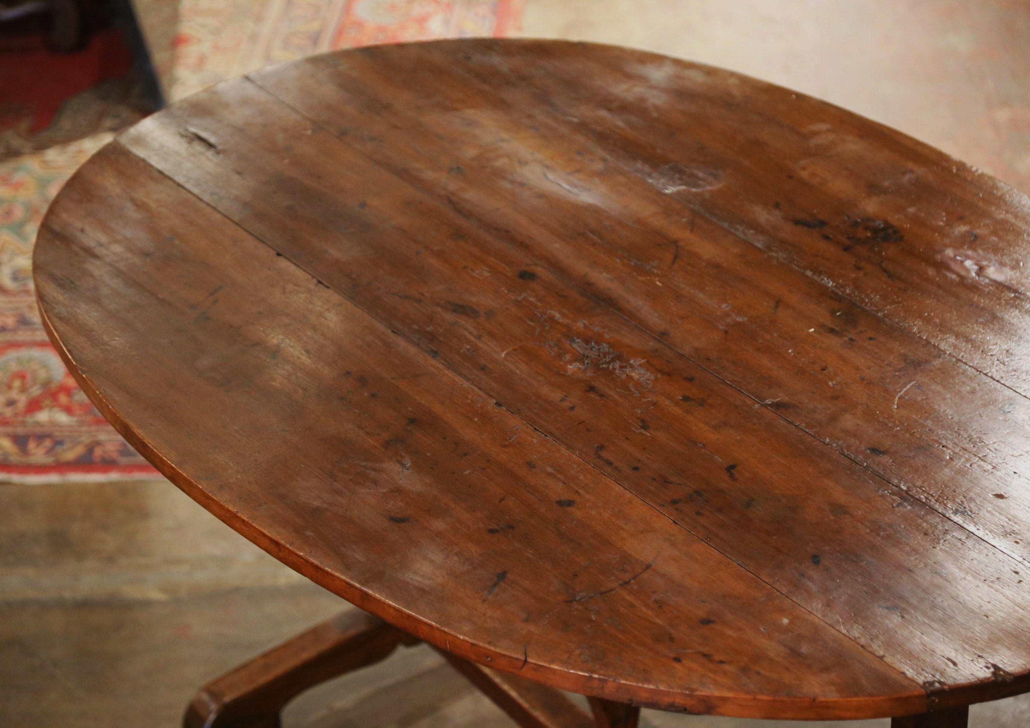 Hand-Carved Mid-19th Century French Carved Walnut Tilt-Top Wine Tasting Table from Bordeaux