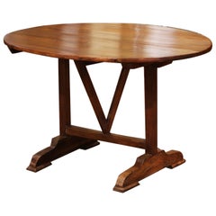 Mid-19th Century French Carved Walnut Tilt-Top Wine Tasting Table from Bordeaux