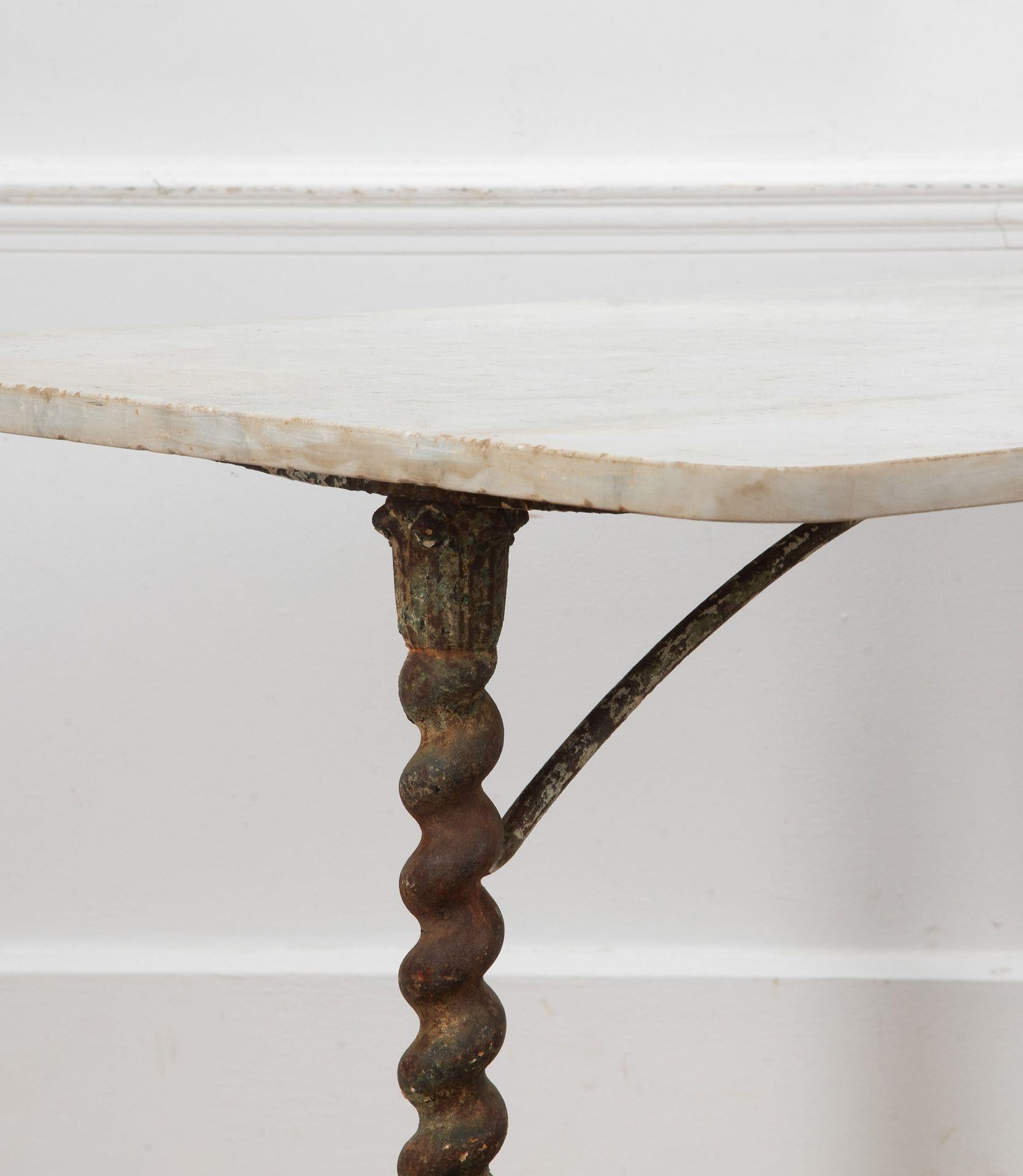Country Mid 19th Century French Cast Iron and Marble Table For Sale