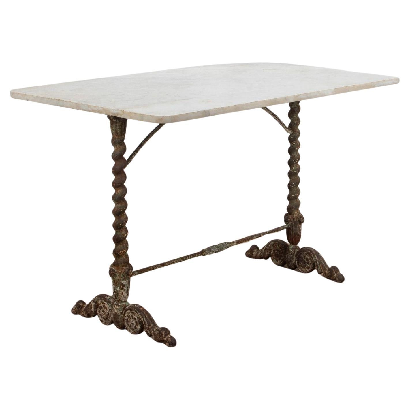 Mid 19th Century French Cast Iron and Marble Table For Sale